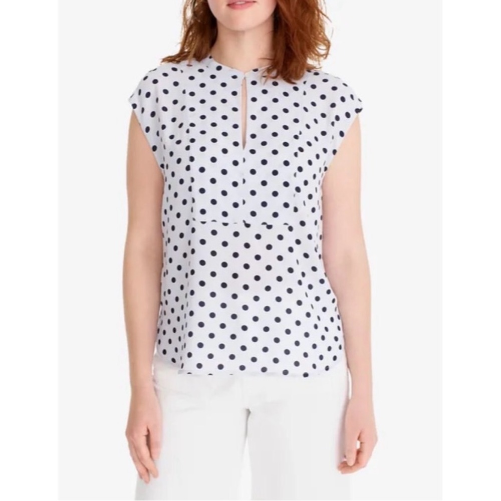 J. Crew Cap Sleeve Polka Dot Blouse